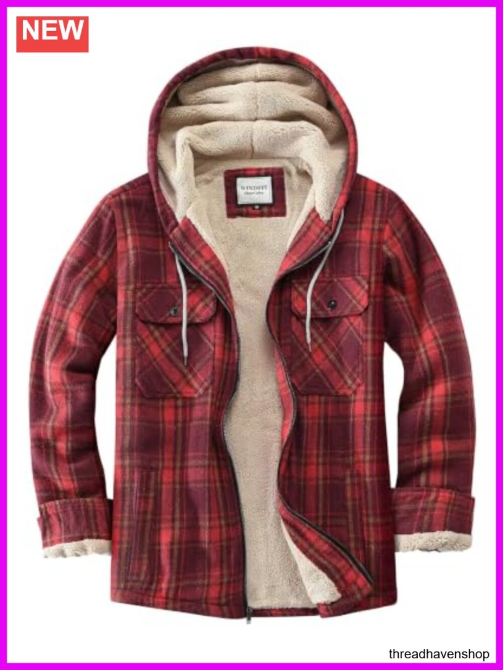 Women's Full Zip Fleece Flannel Jacket Plaid Sherpa Lined Jacket